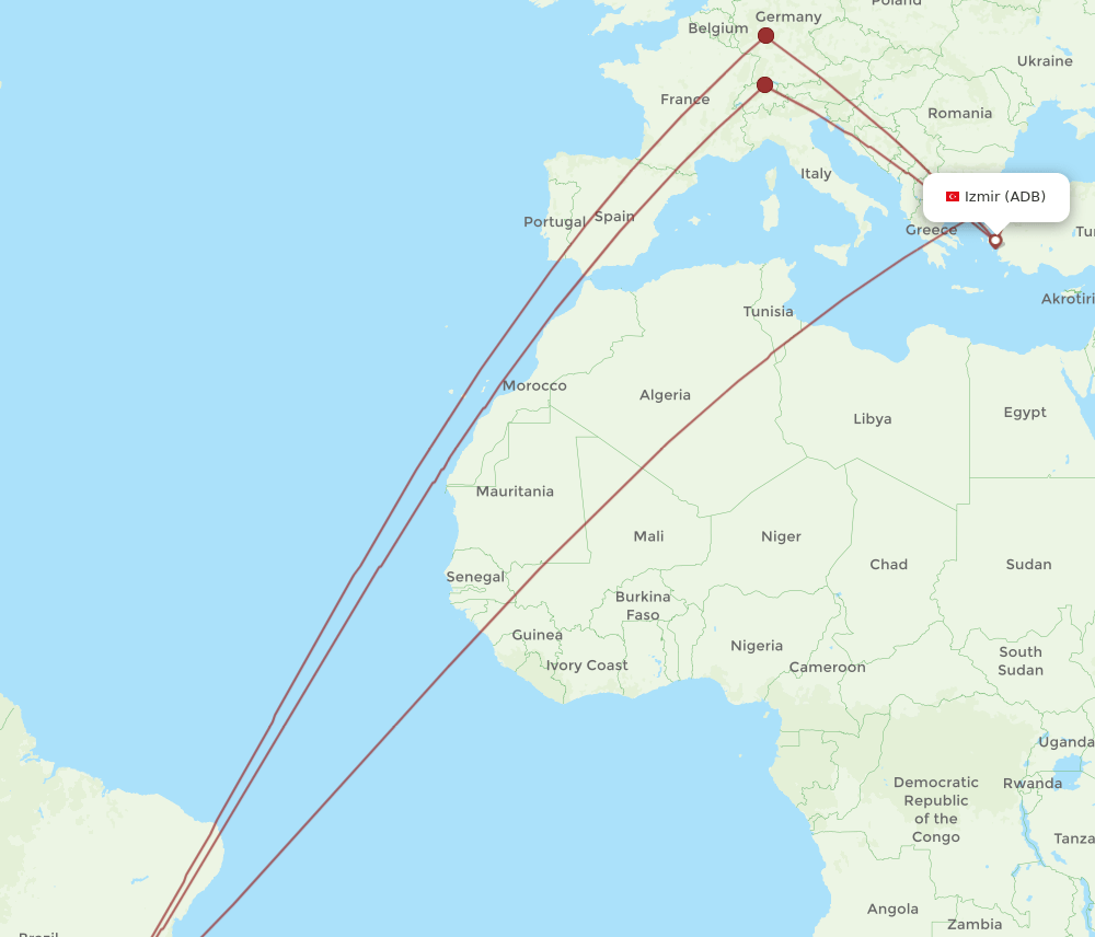 GRU-ADB flight routes