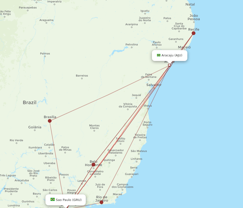 GRU-AJU flight routes