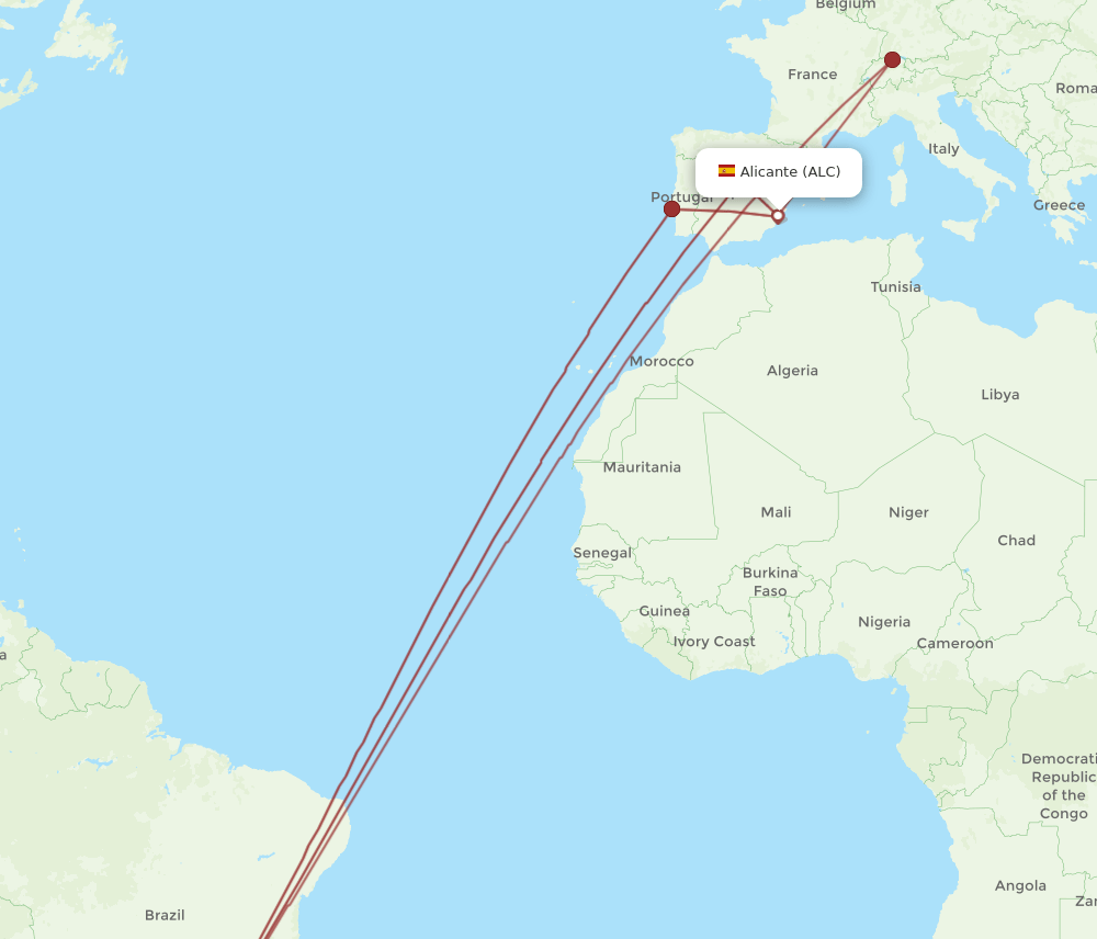 GRU-ALC flight routes