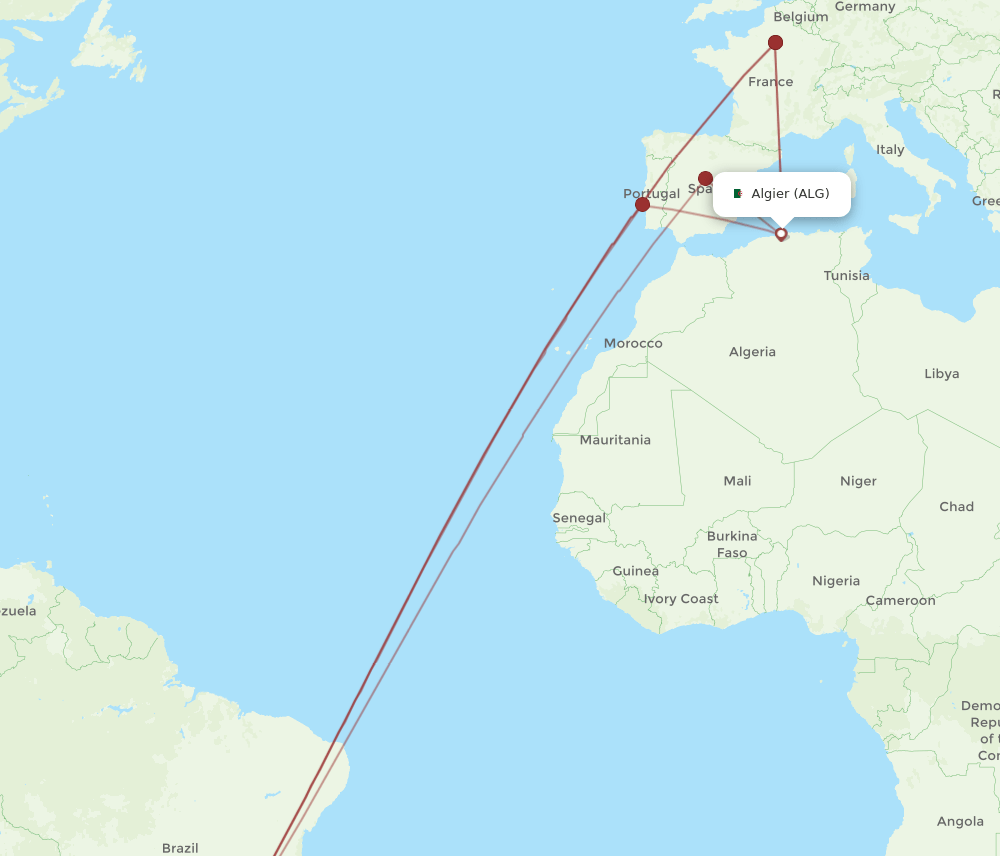 GRU-ALG flight routes
