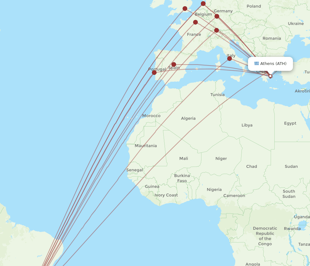 GRU-ATH flight routes
