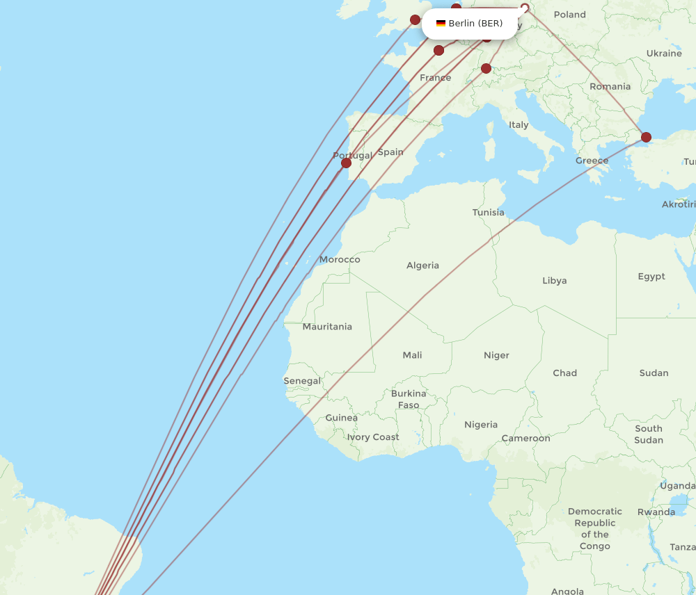 GRU-BER flight routes