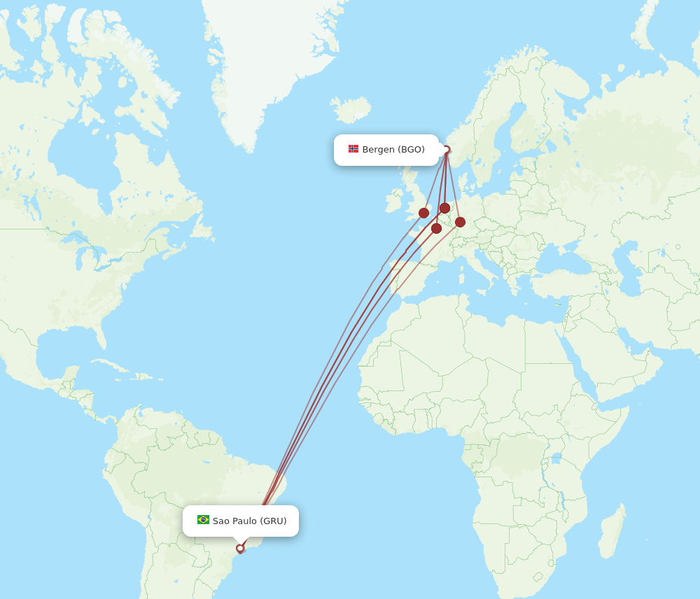 GRU-BGO flight routes