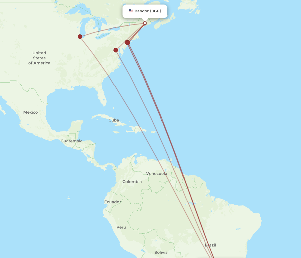 GRU-BGR flight routes