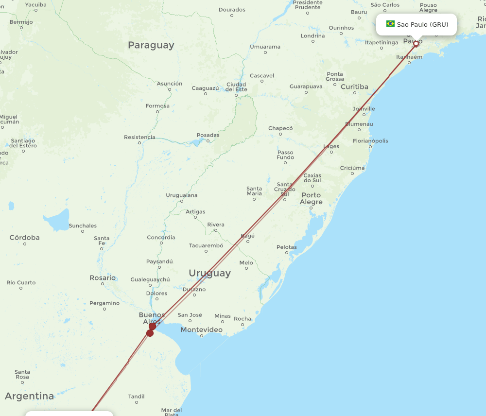 GRU-BHI flight routes