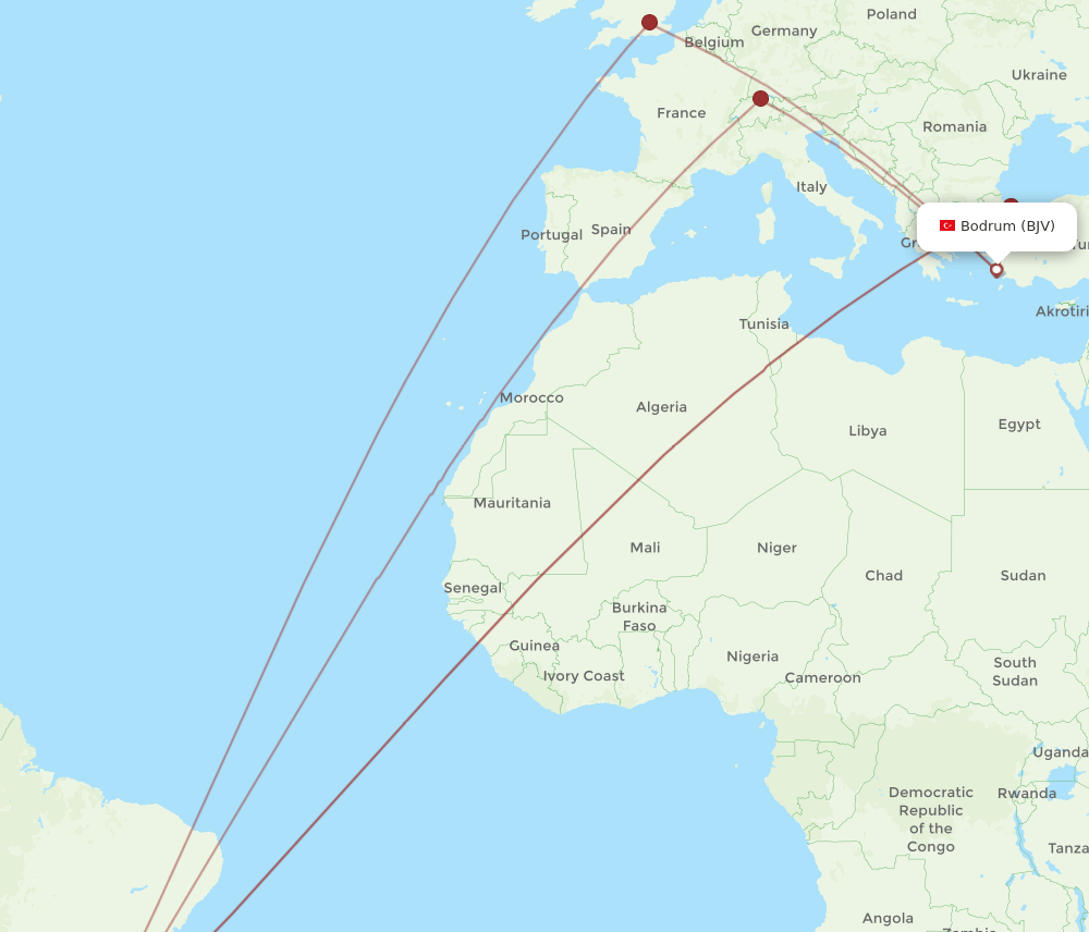 GRU-BJV flight routes