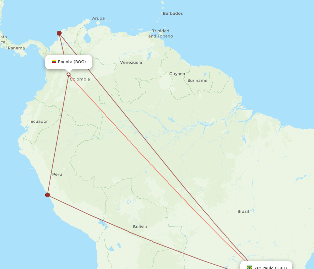 GRU-BOG flight routes