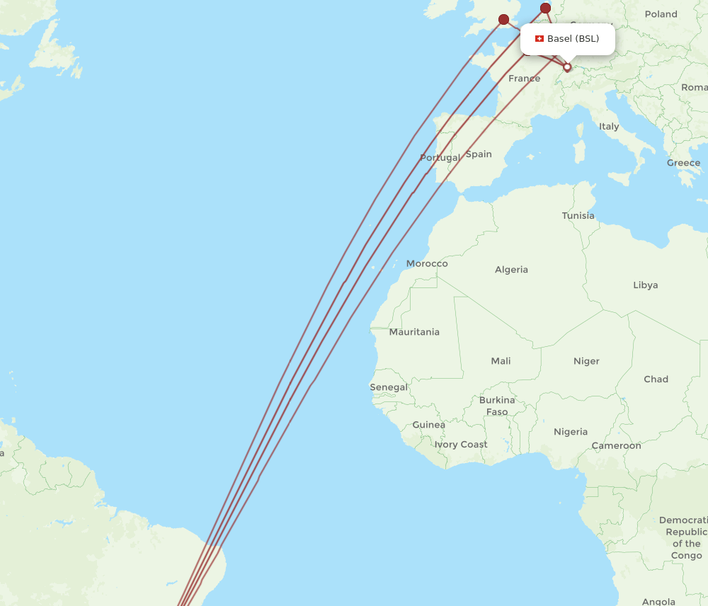 GRU-BSL flight routes