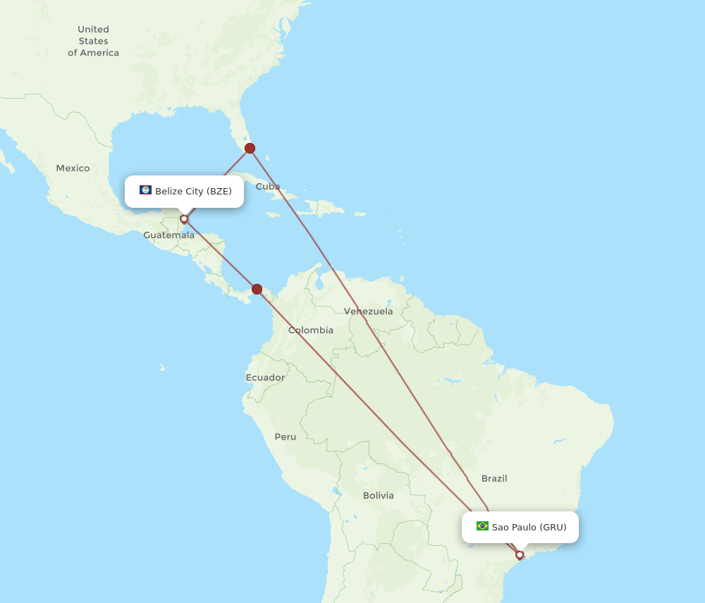 GRU-BZE flight routes