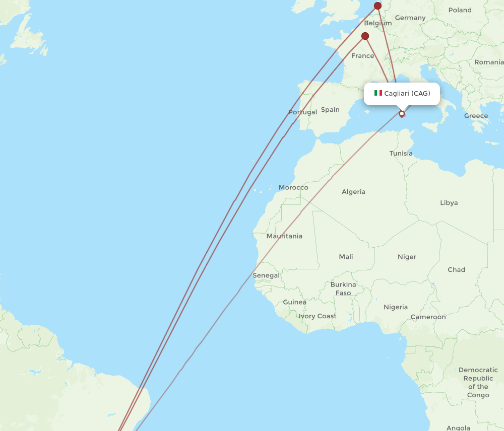 GRU-CAG flight routes
