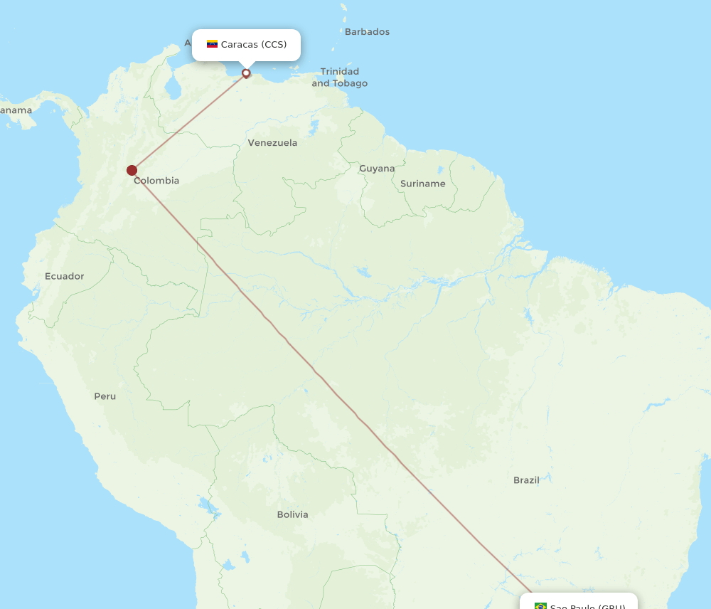 CCS to GRU flights and routes map