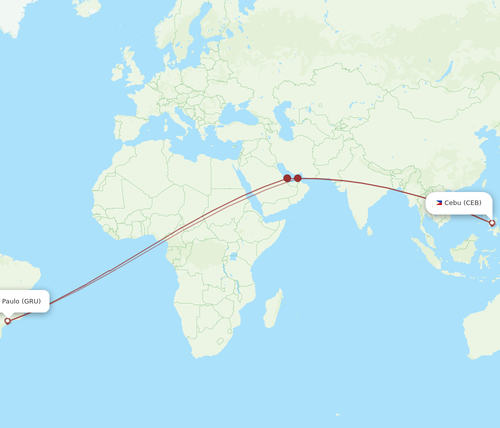 GRU-CEB flight routes