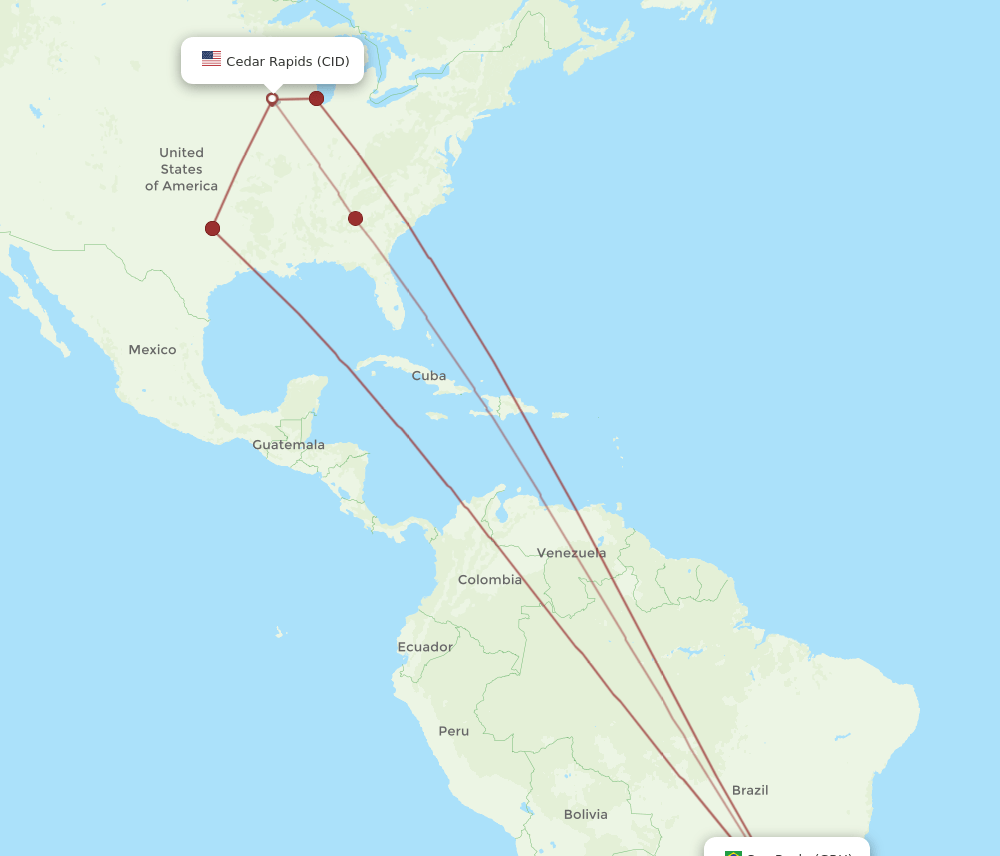 GRU-CID flight routes