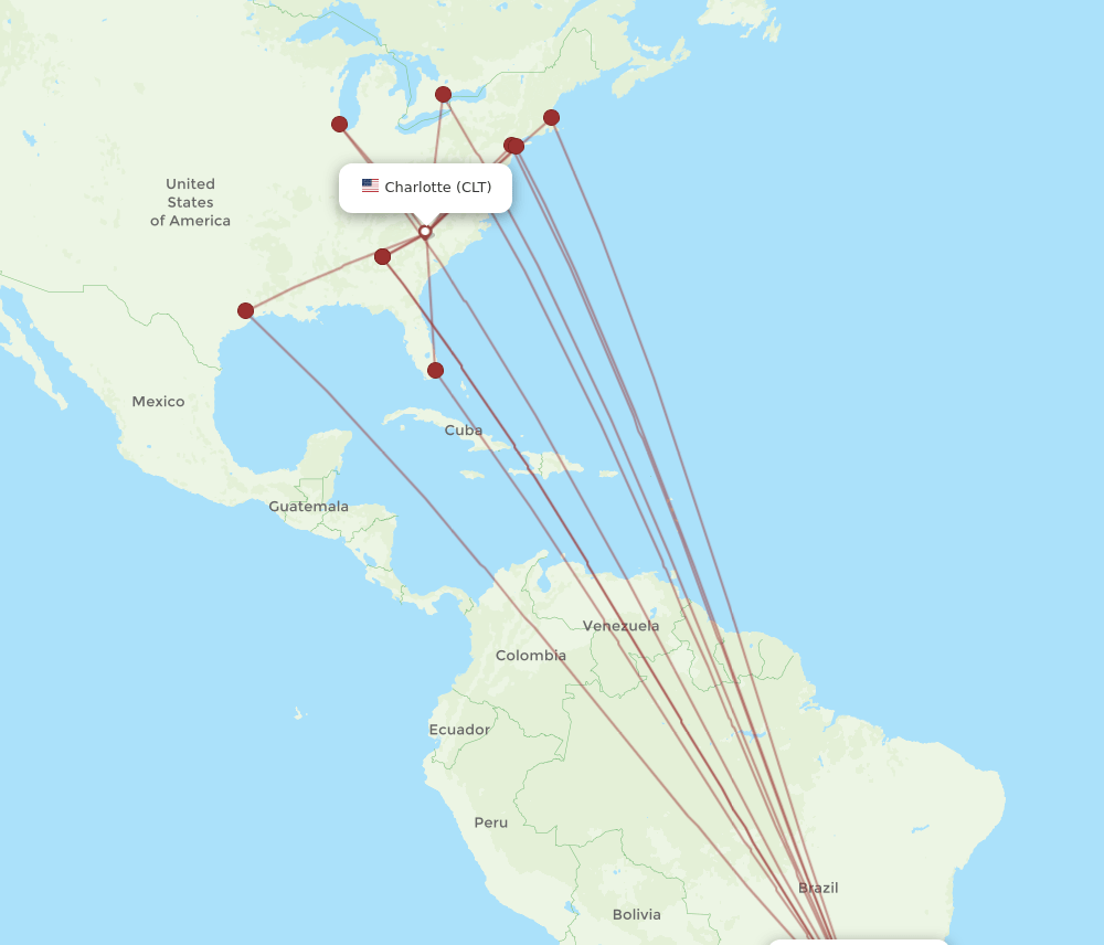 GRU-CLT flight routes