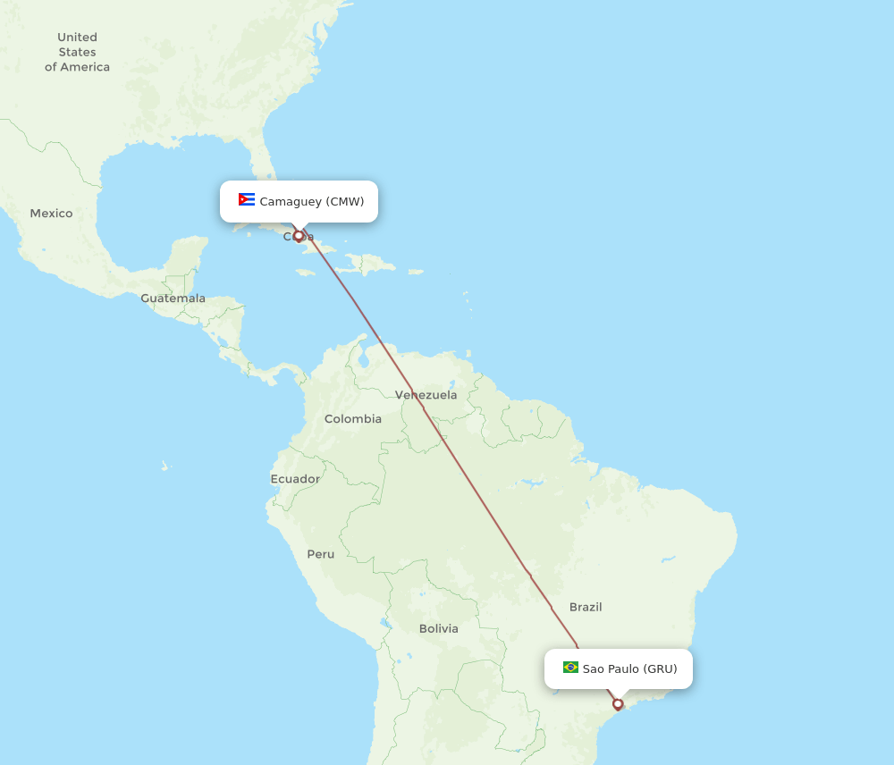 GRU-CMW flight routes