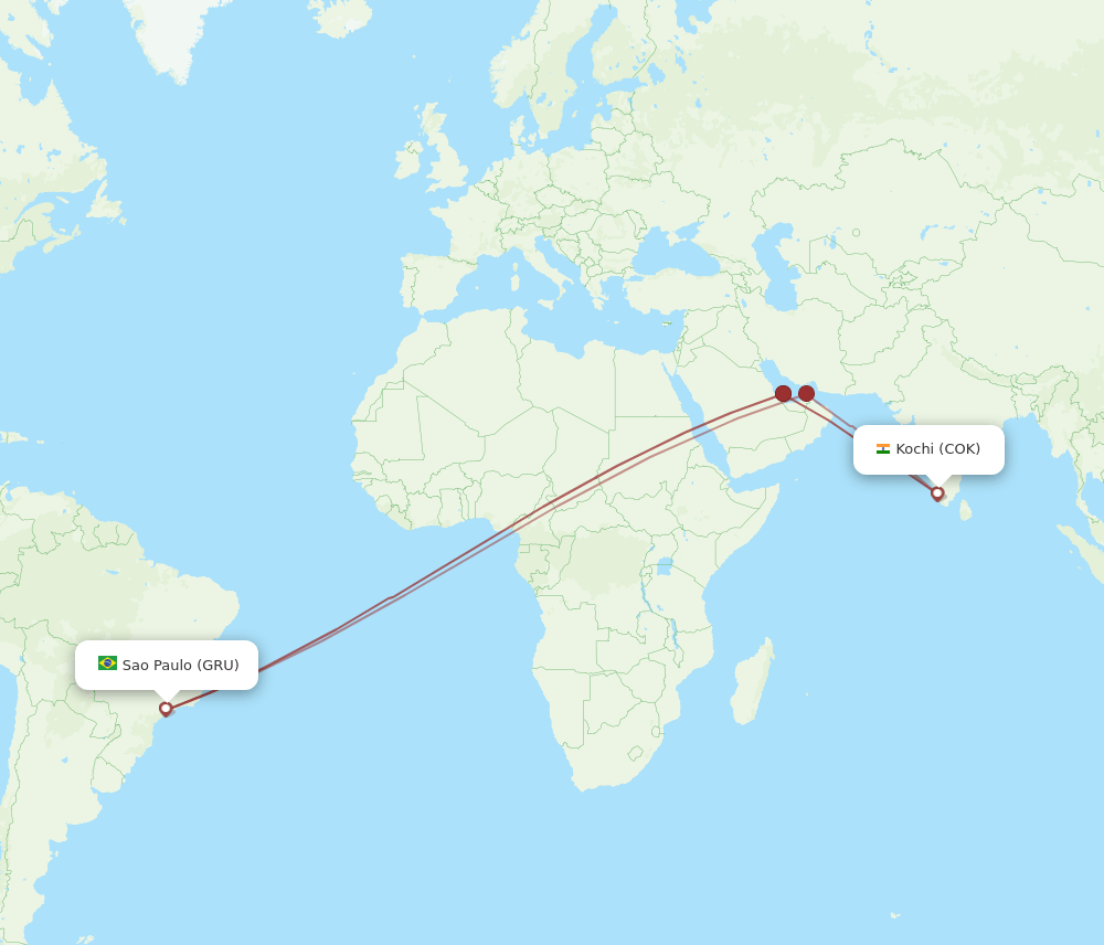 GRU-COK flight routes