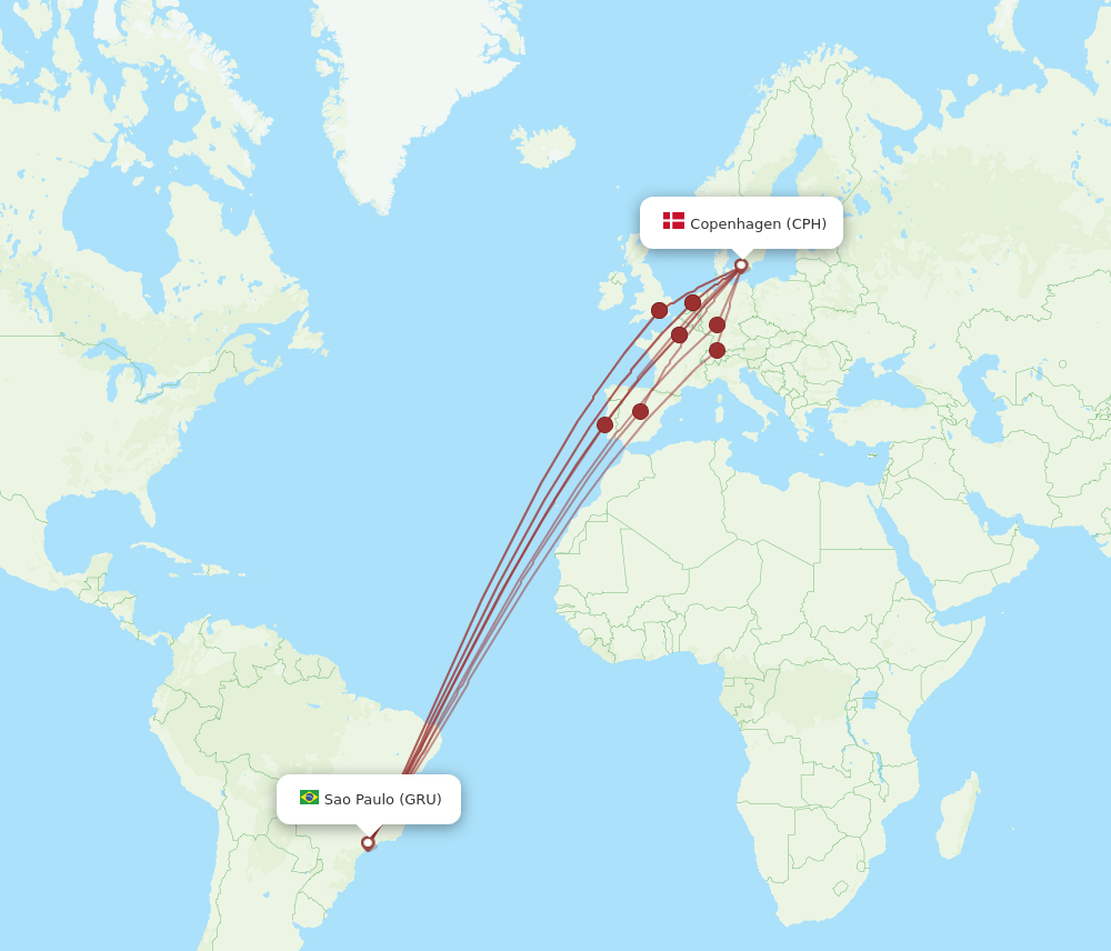GRU-CPH flight routes