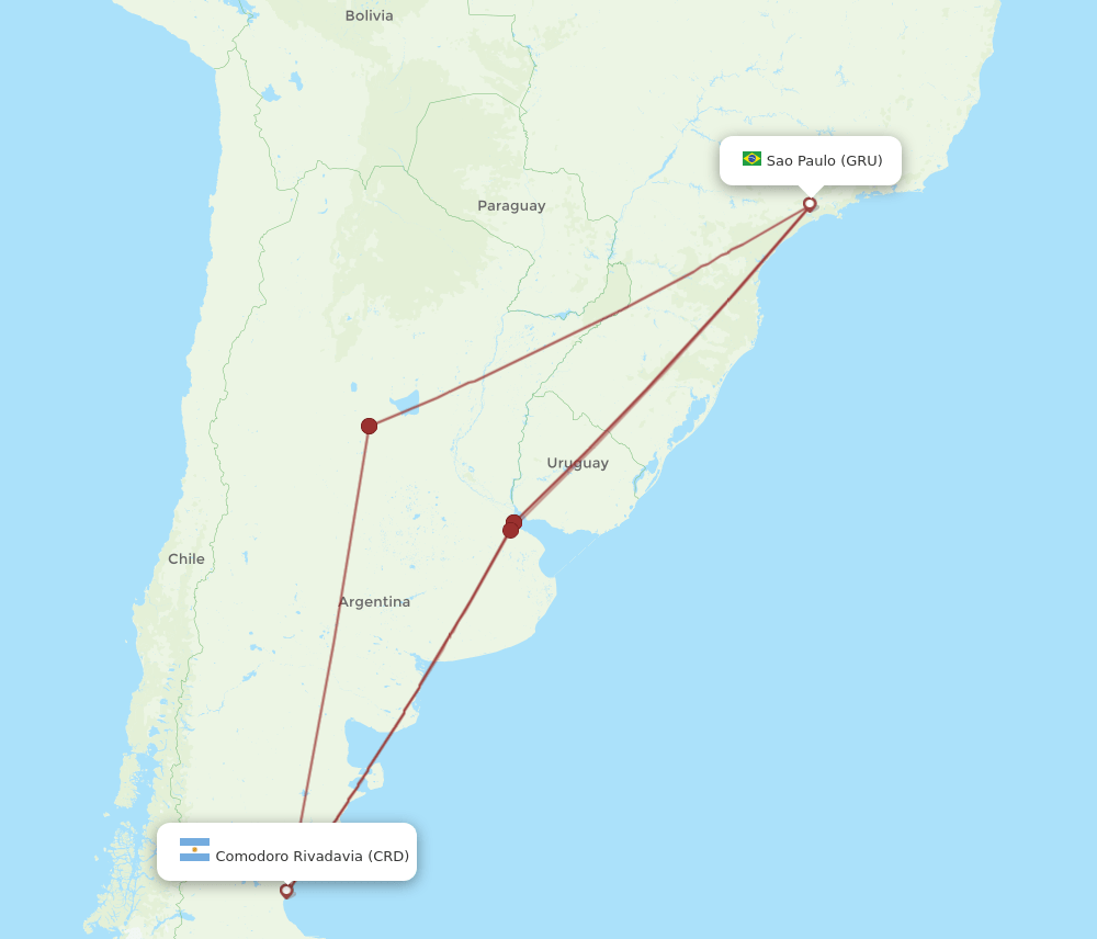 GRU to CRD flights and routes map