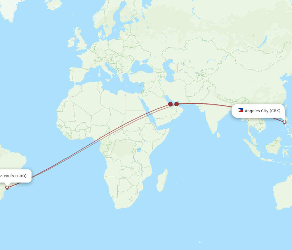 GRU-CRK flight routes