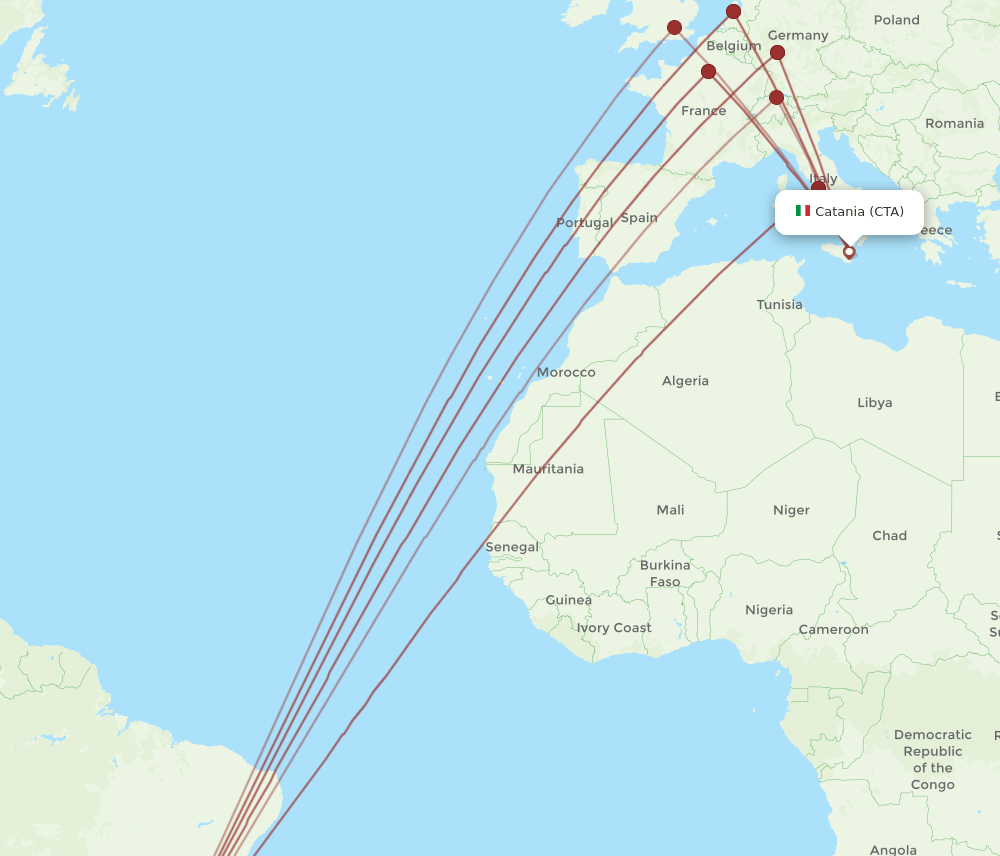 GRU-CTA flight routes