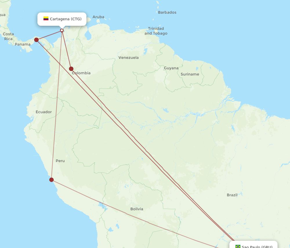 GRU-CTG flight routes