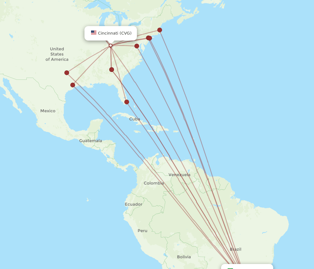 GRU-CVG flight routes