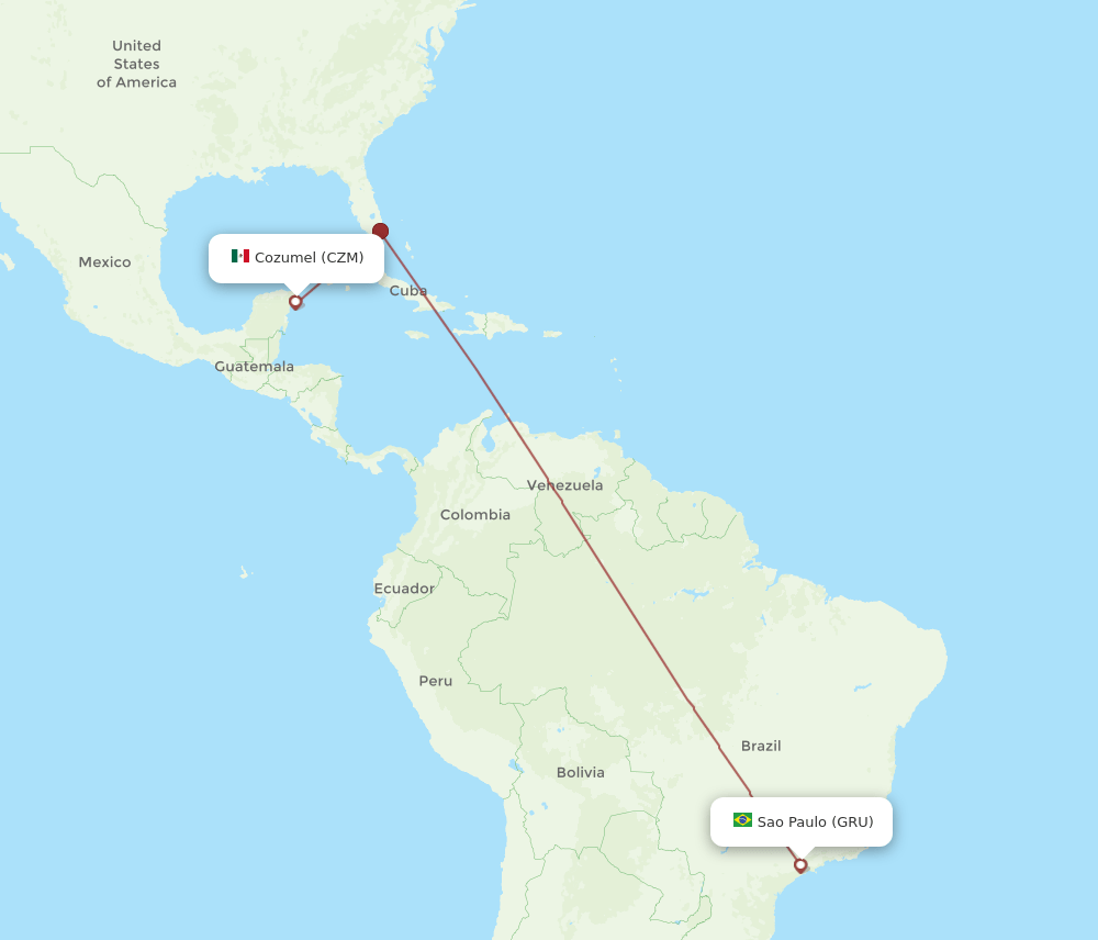 GRU-CZM flight routes
