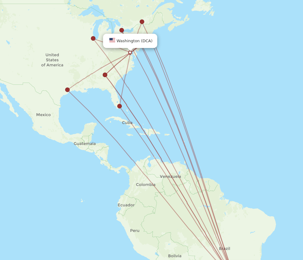 GRU-DCA flight routes