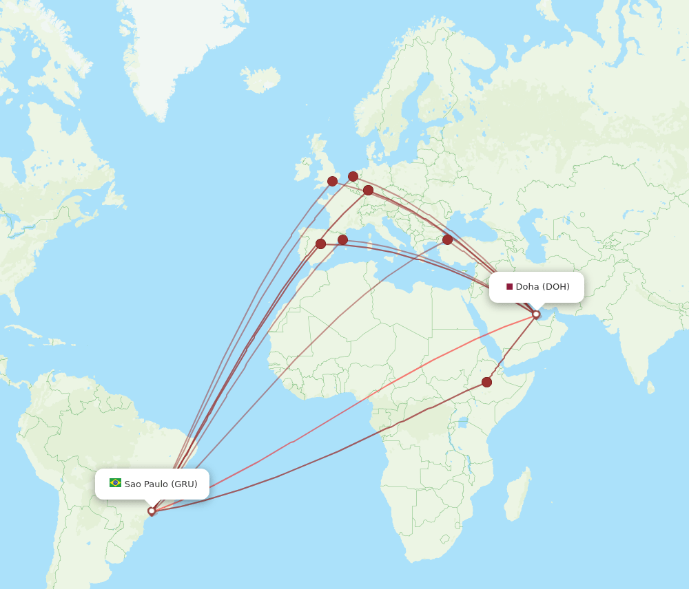 GRU-DOH flight routes