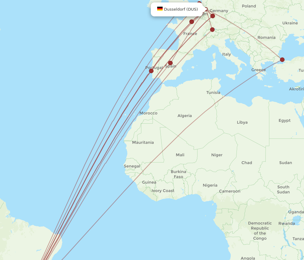 GRU-DUS flight routes