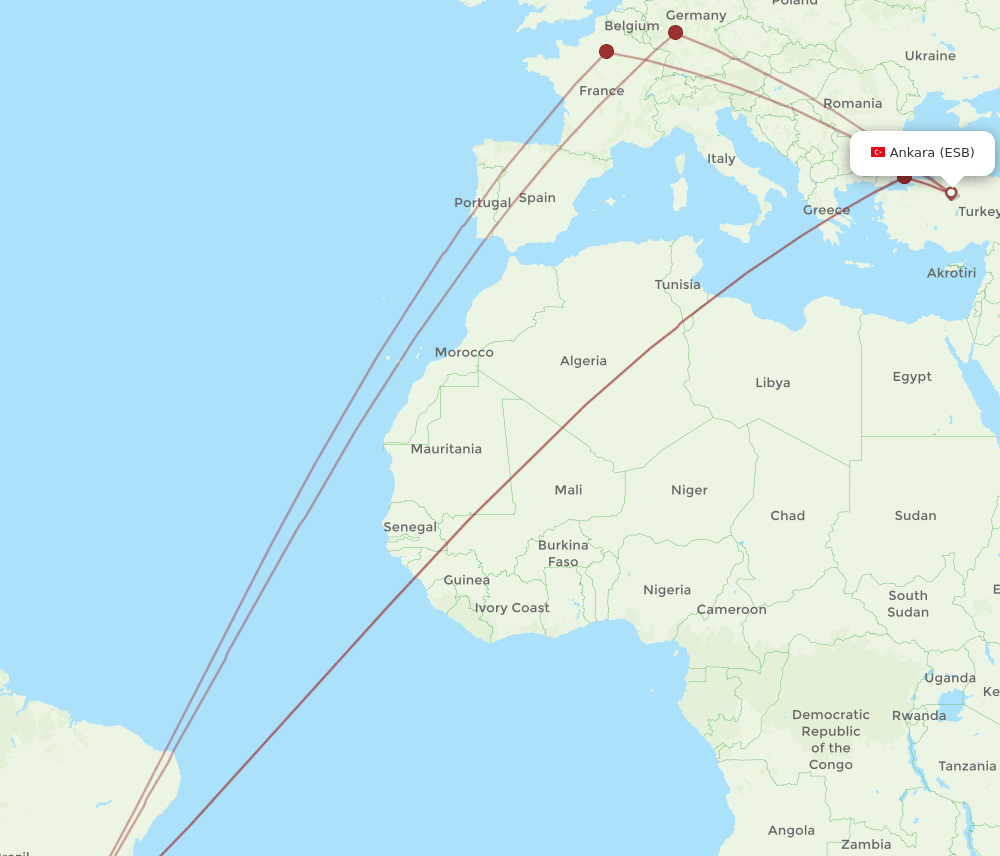 GRU-ESB flight routes