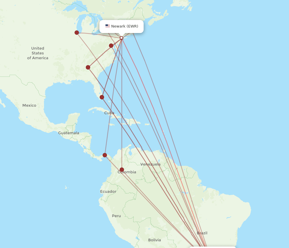 GRU-EWR flight routes