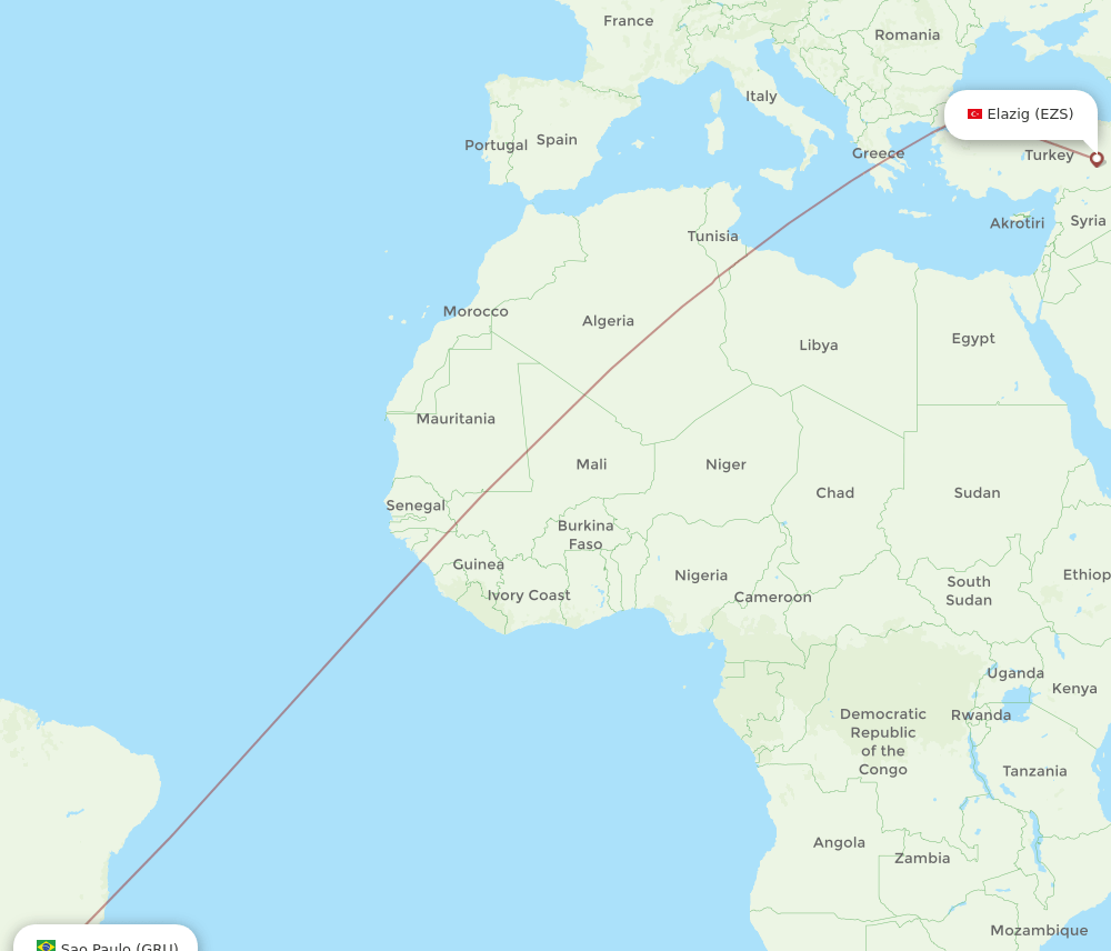 GRU-EZS flight routes