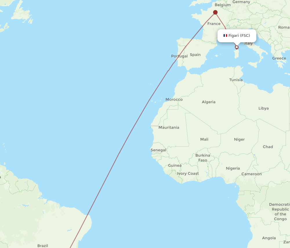 GRU to FSC flights and routes map