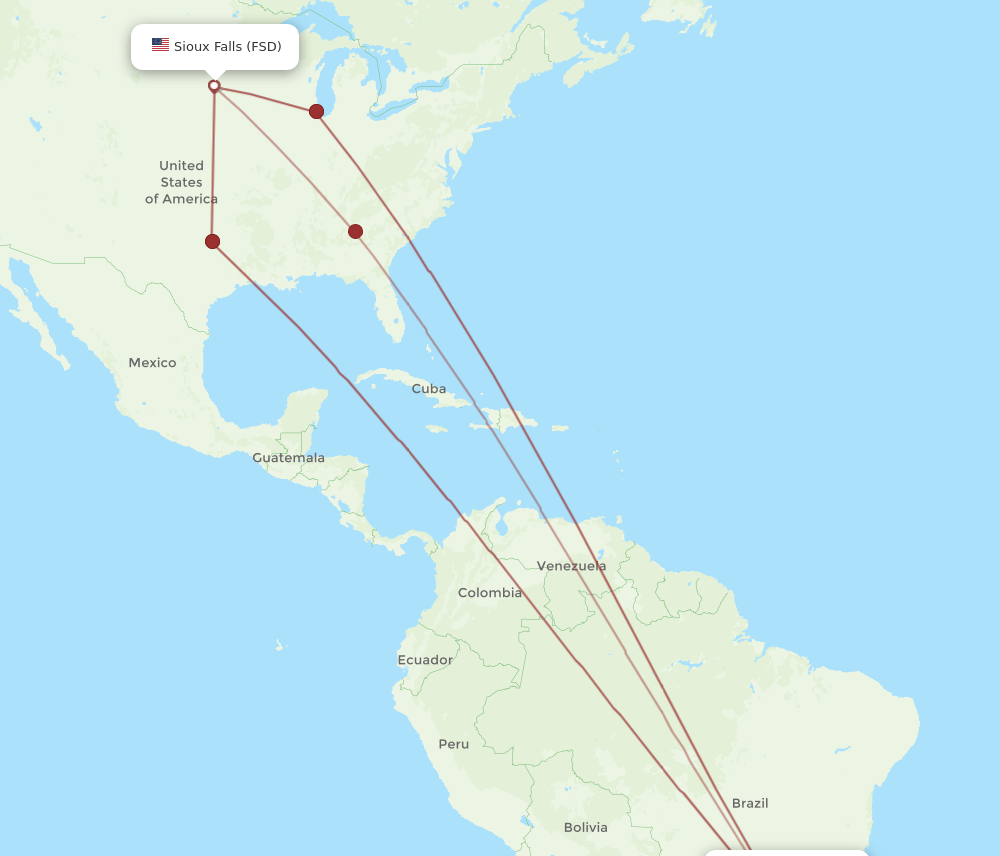 GRU-FSD flight routes