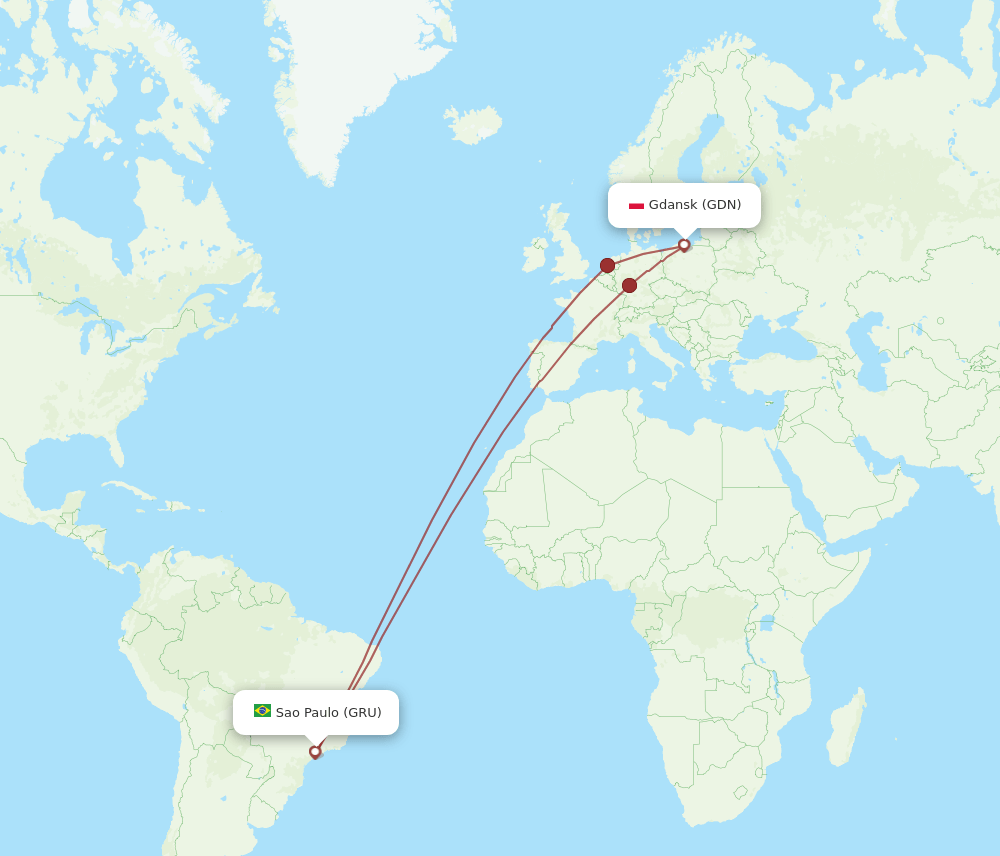 GRU-GDN flight routes