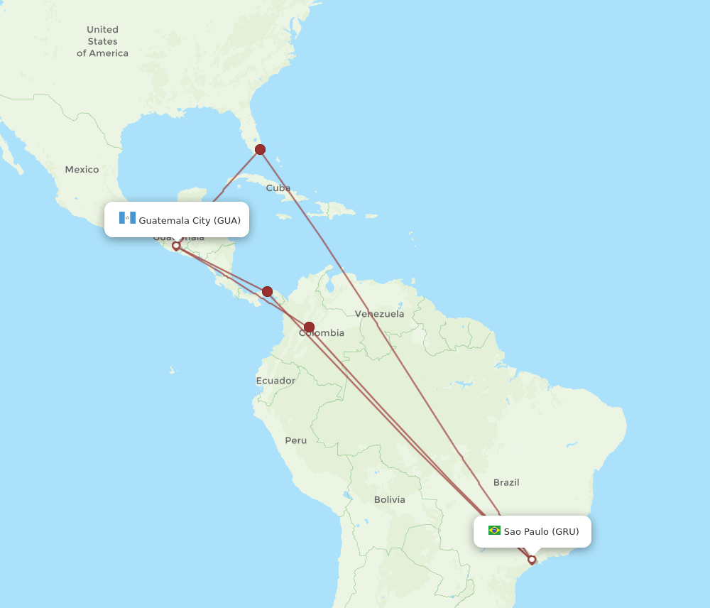 GRU-GUA flight routes