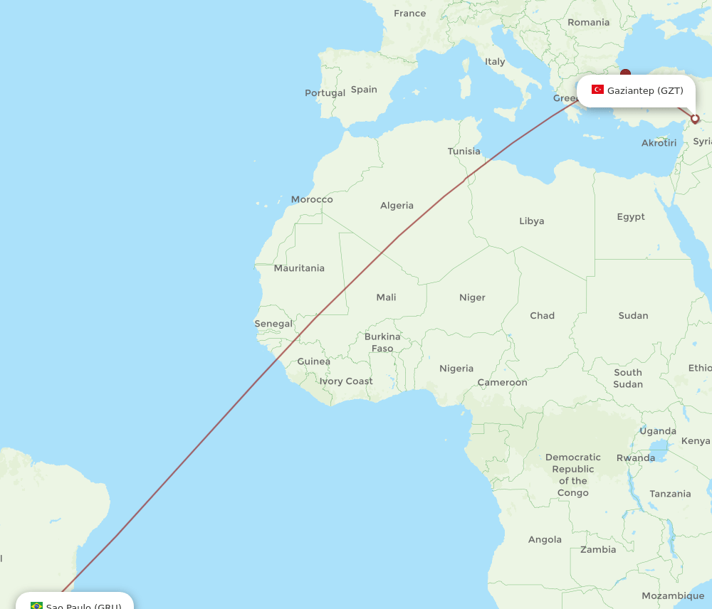 GRU-GZT flight routes