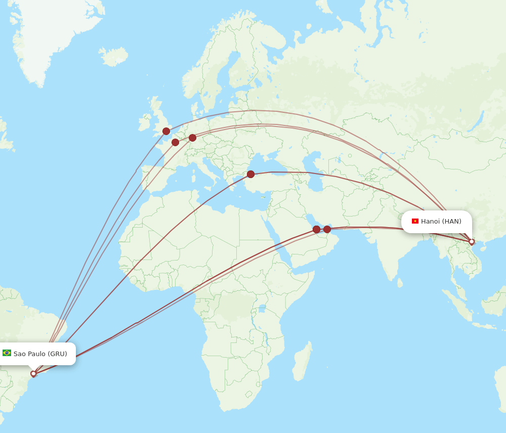 GRU-HAN flight routes