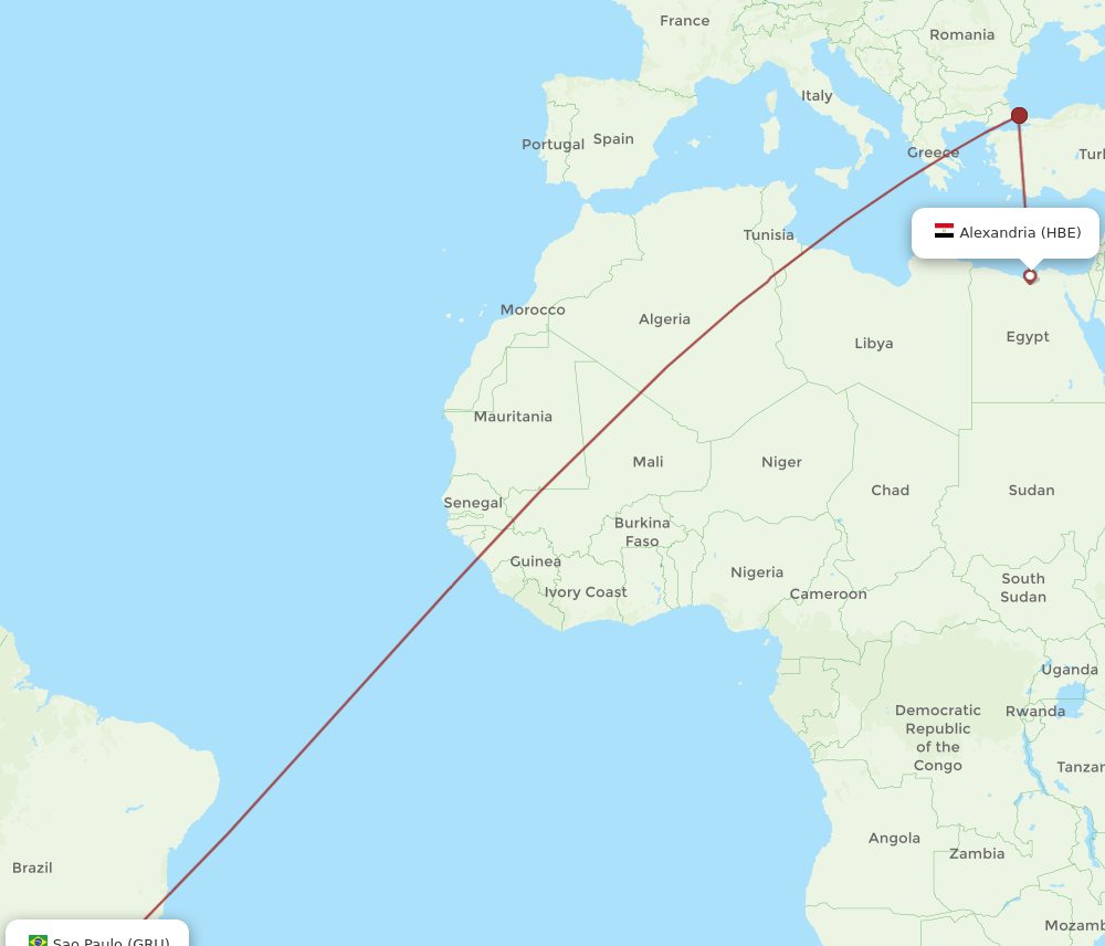 GRU-HBE flight routes