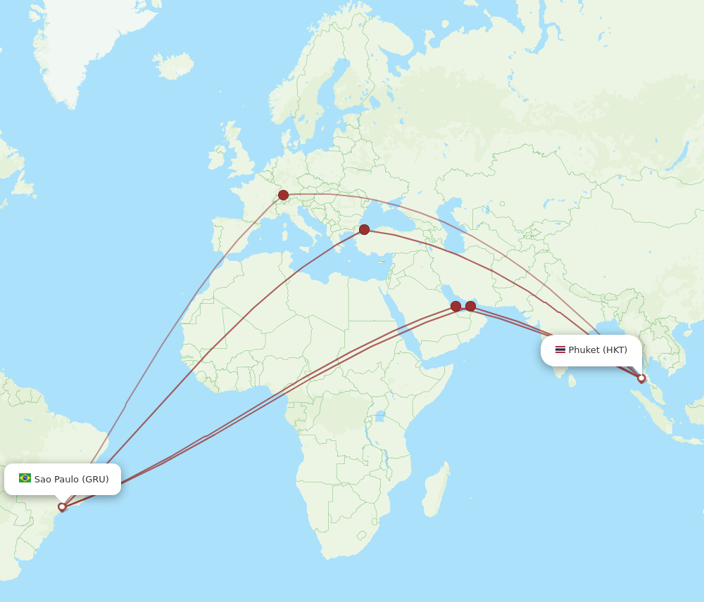 GRU-HKT flight routes