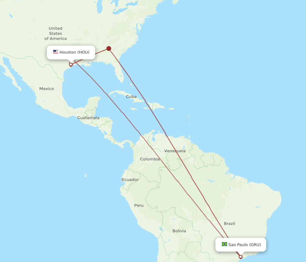 GRU-HOU flight routes