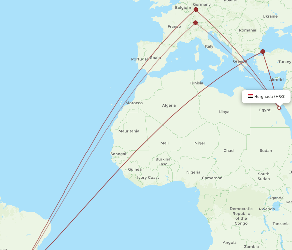 GRU-HRG flight routes