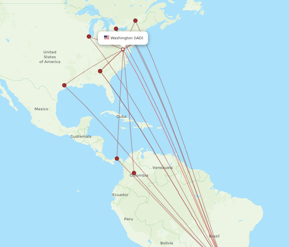 GRU-IAD flight routes