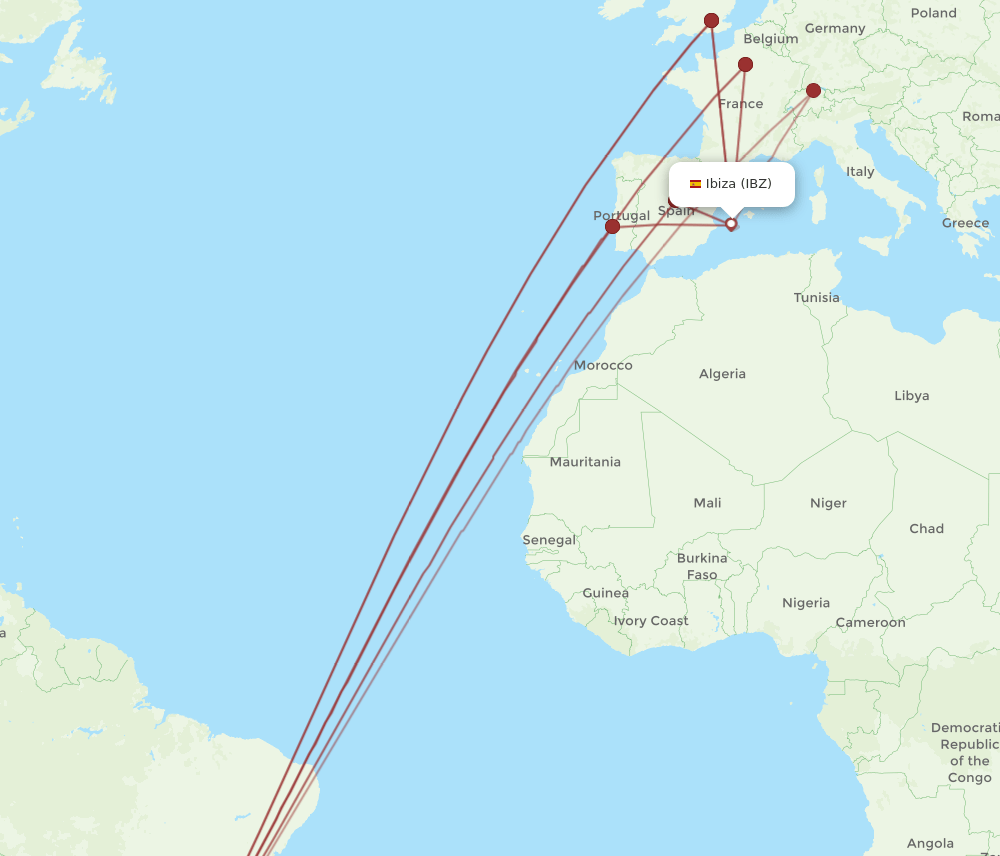 GRU-IBZ flight routes