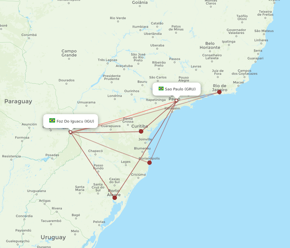 GRU-IGU flight routes