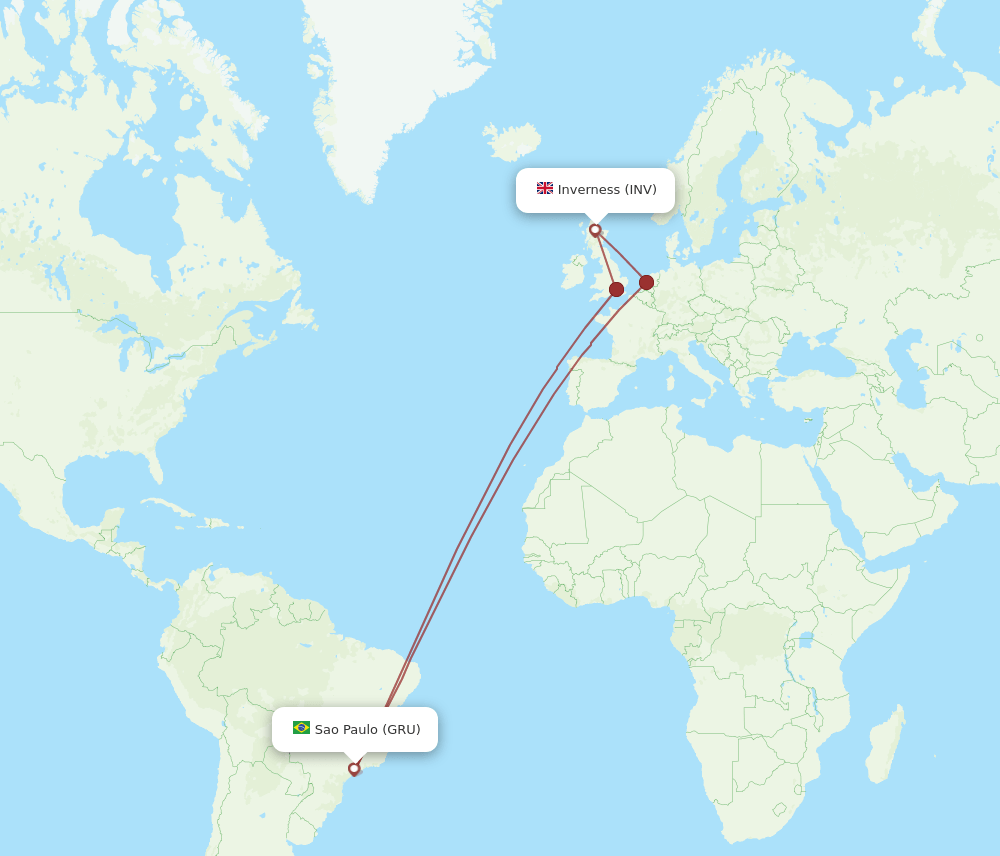 GRU-INV flight routes