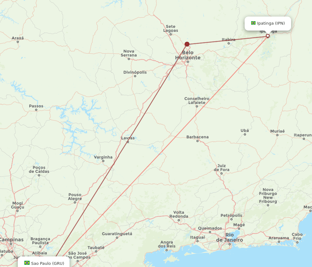 GRU to IPN flights and routes map