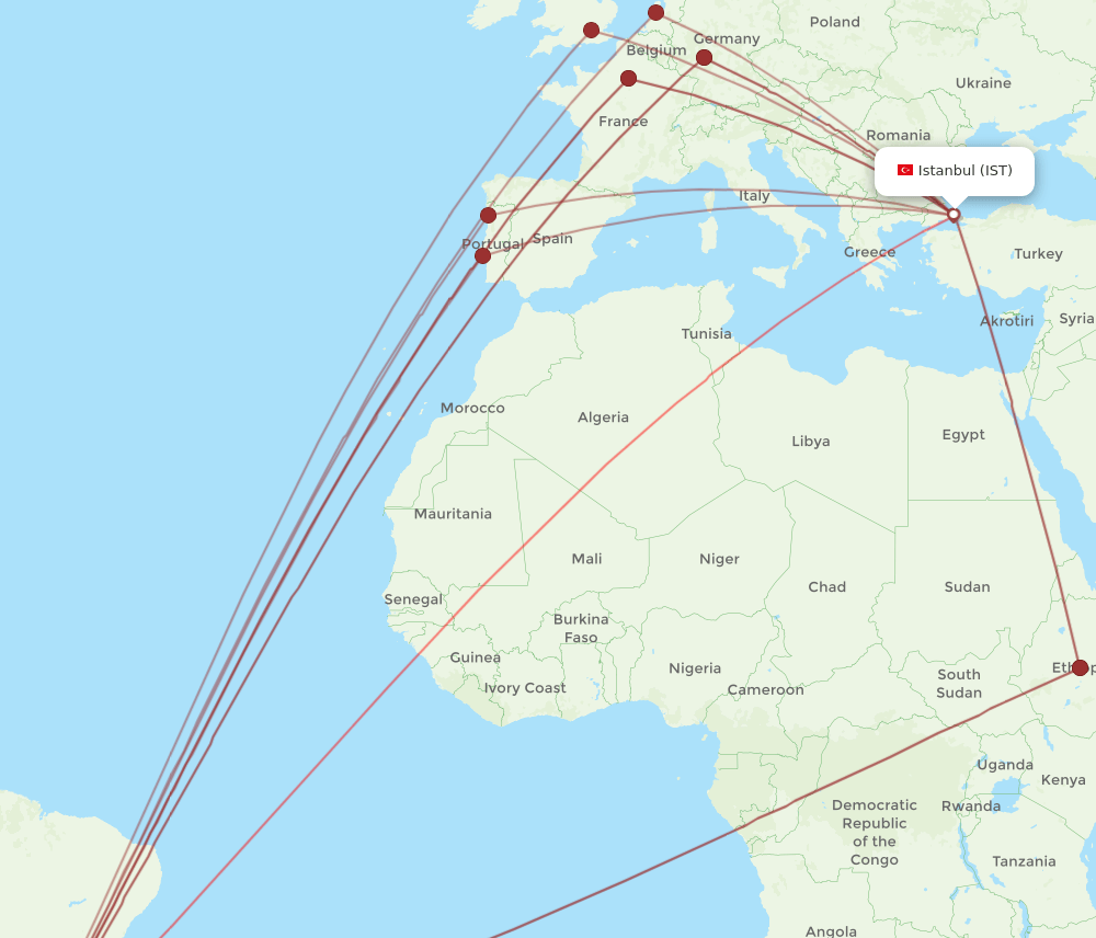 GRU-IST flight routes