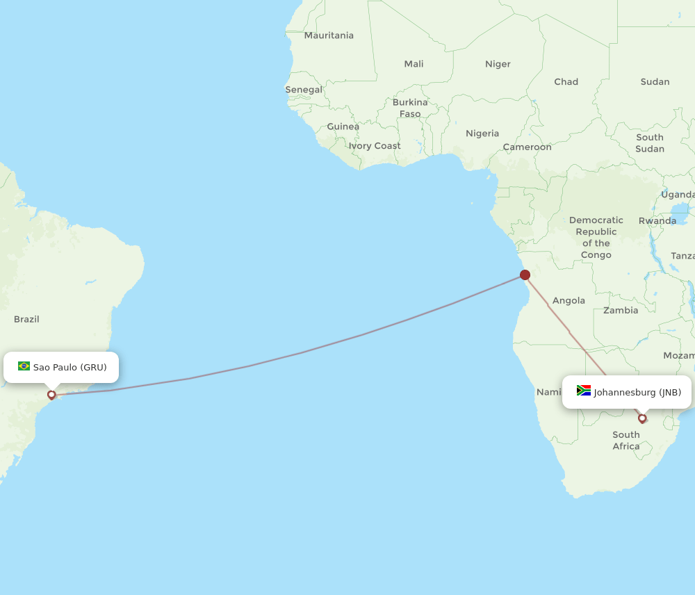 GRU-JNB flight routes